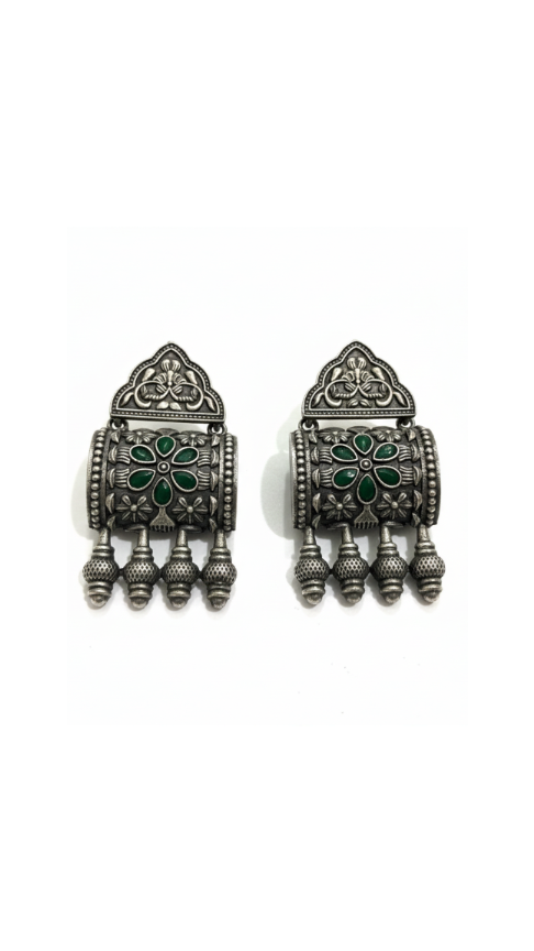 Antique design German silver metallic Earrings