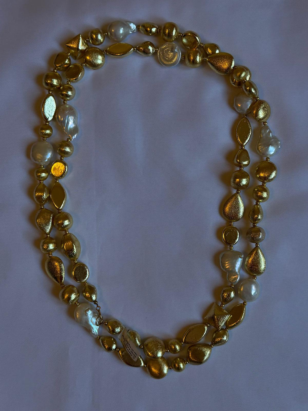 Long Beaded Golden Nugget Necklace
